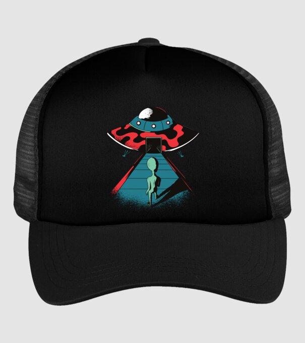 Alien Ufo model negru pe tricou