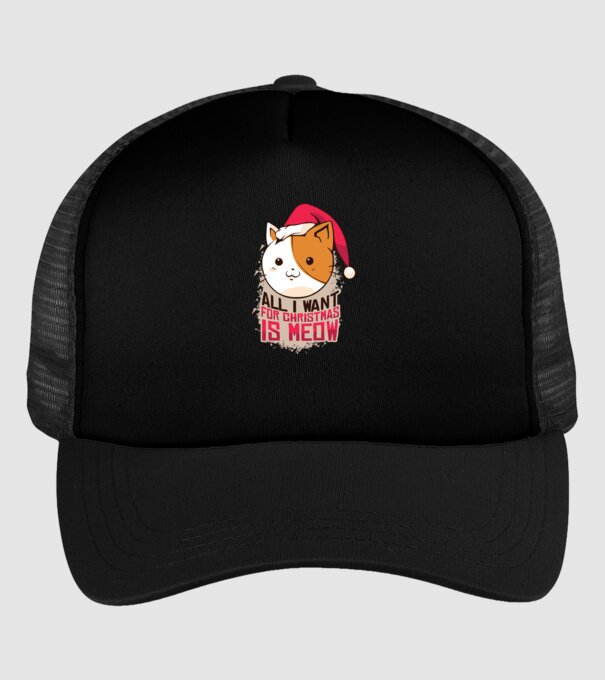 All I want for christmas is MEOW tricou cu pisică model negru pe tricou
