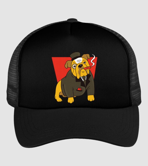 Bulldog englezesc cu trabuc model negru pe tricou