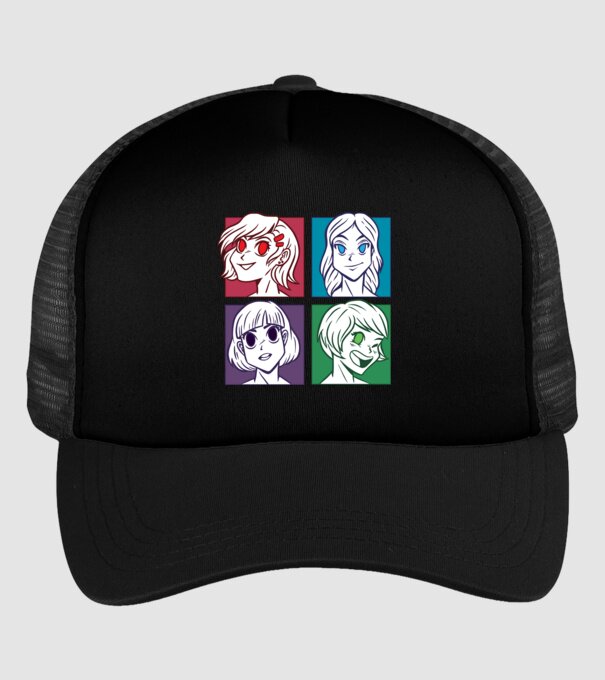 Fețe Anime fată Pop Art model negru pe tricou