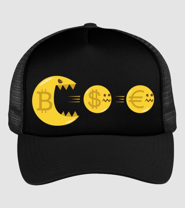 Bitcoin Pacman model negru pe tricou