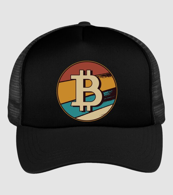 Bitcoin retro model negru pe tricou