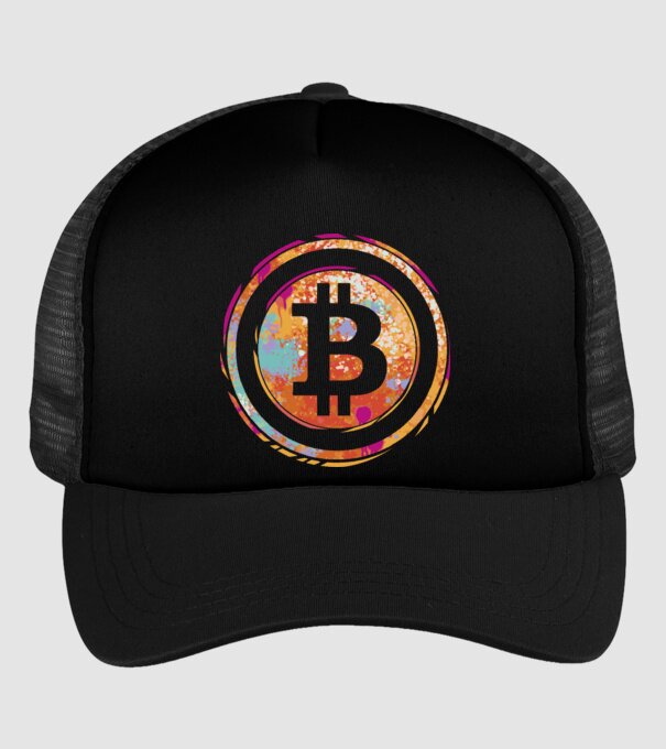 Bitcoin Watercolor model negru pe tricou
