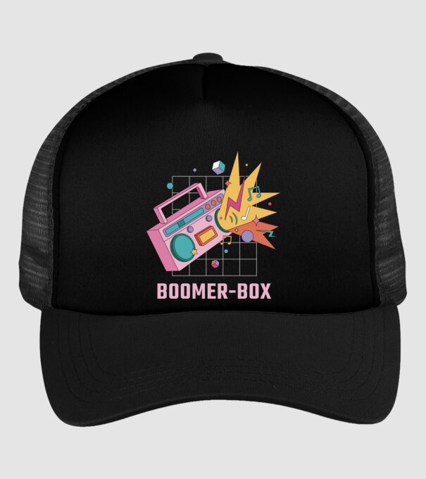 Boomer Box Magnetofon Retro model negru pe tricou