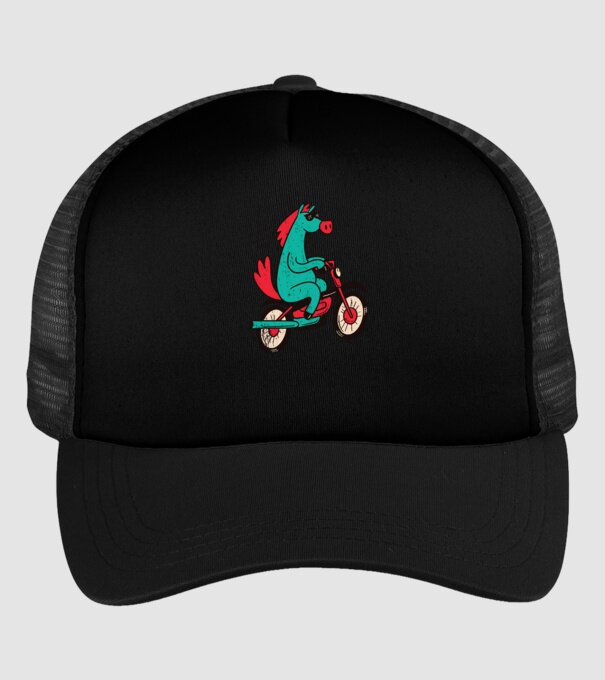 Cal cu bicicletă model negru pe tricou
