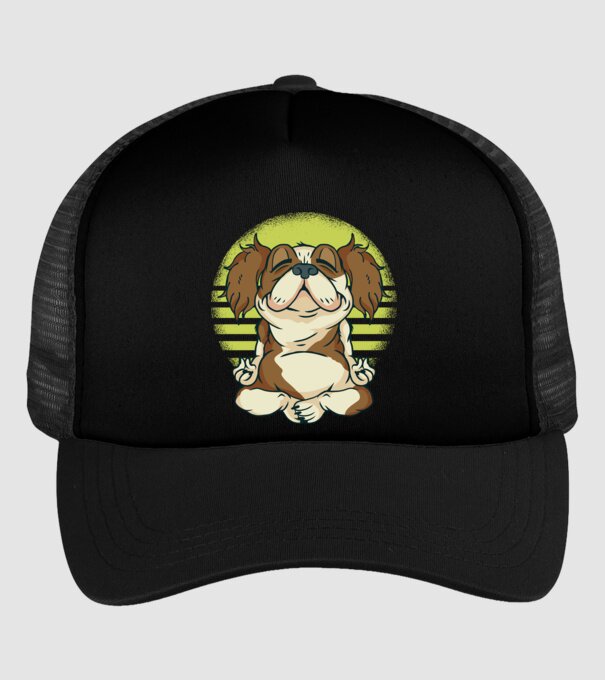 Cavalier King Spaniel Yoga model negru pe tricou