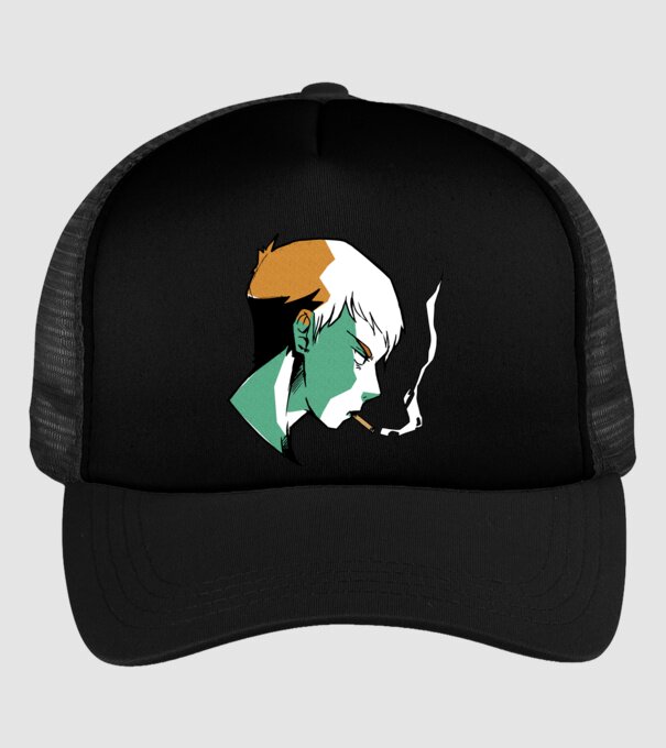 Anime băiat fumător model negru pe tricou