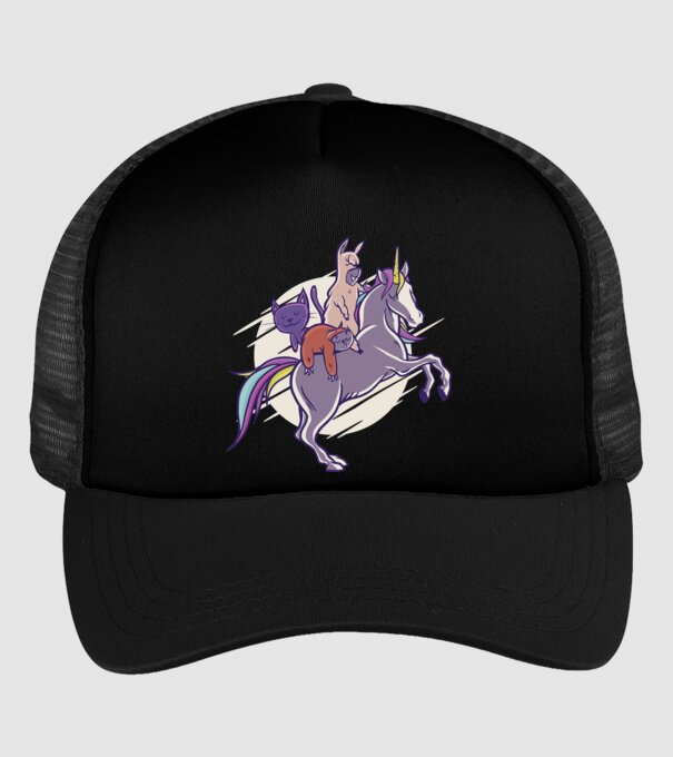 Animale drăguțe pe Unicorn model negru pe tricou
