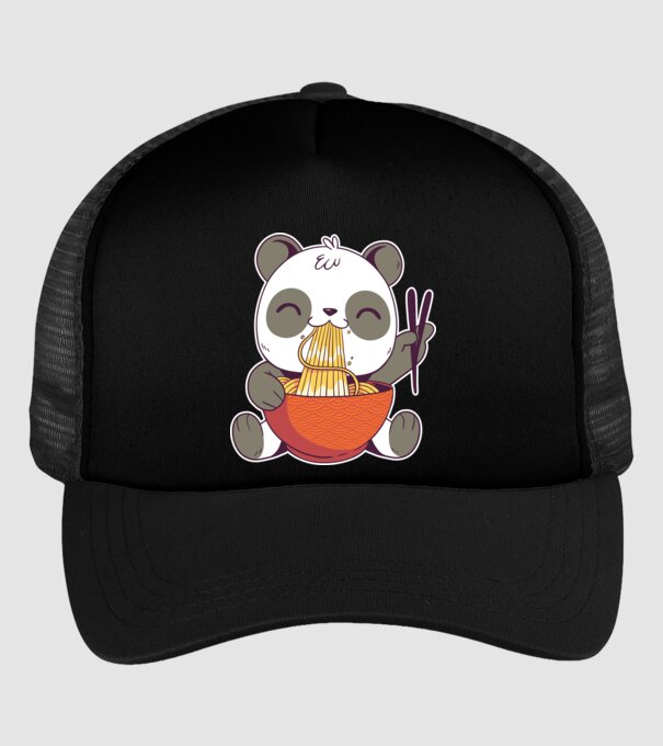 Panda drăguț cu paste model negru pe tricou