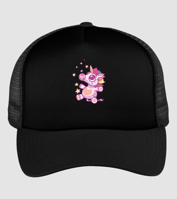 Unicorn drăguț model negru pe tricou