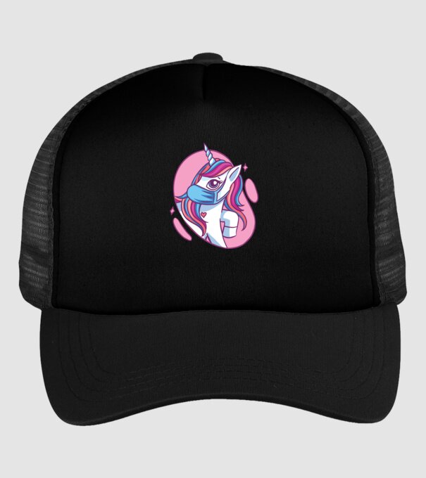 Unicorn drăguț cu mască model negru pe tricou