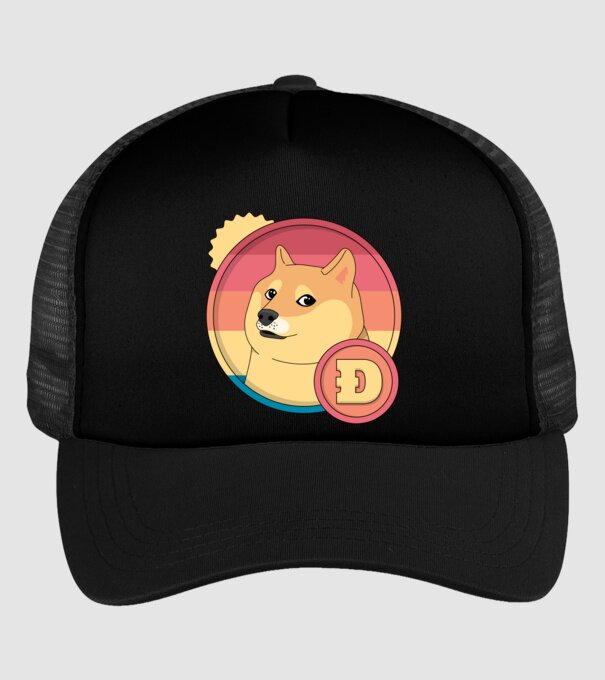 Doge Coin model negru pe tricou