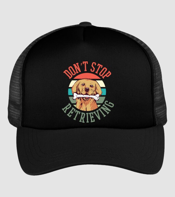 'Don''t Stop Retrieving Golden Retriever' model negru pe tricou