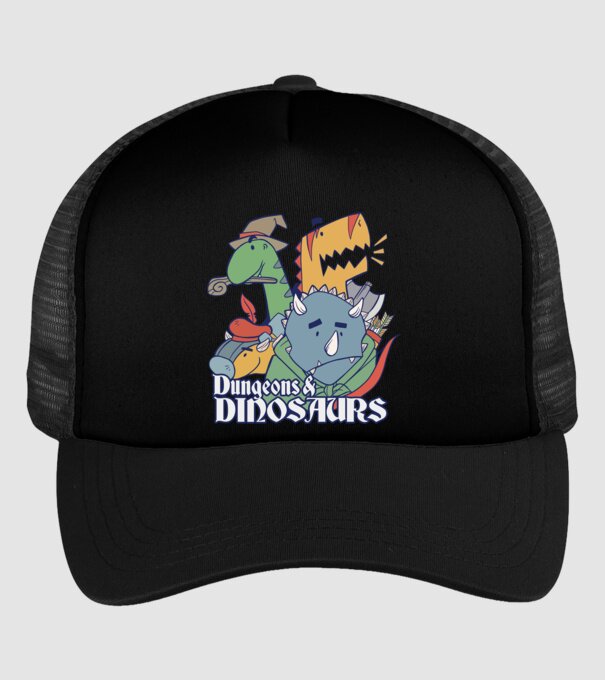 Dungeons and Dinosaurs model negru pe tricou