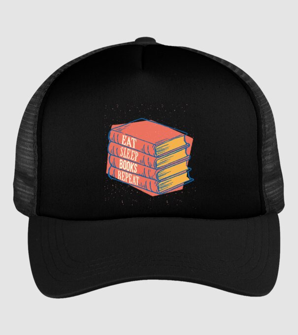 Eat Sleep Books Repeat Lectură model negru pe tricou