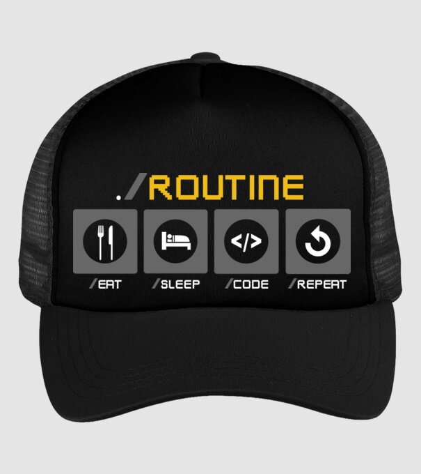 Eat sleep code repeat - rutină zilnică developer model negru pe tricou