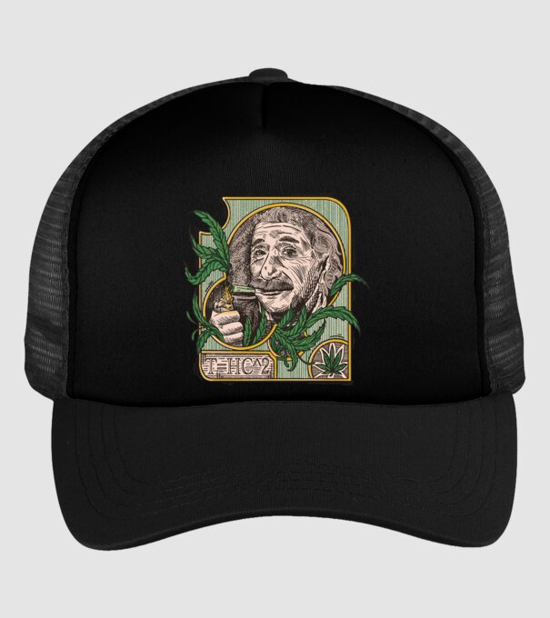 Einstein Marijuana THC model negru pe tricou