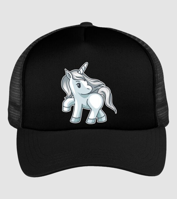 Unicorn de argint model negru pe tricou
