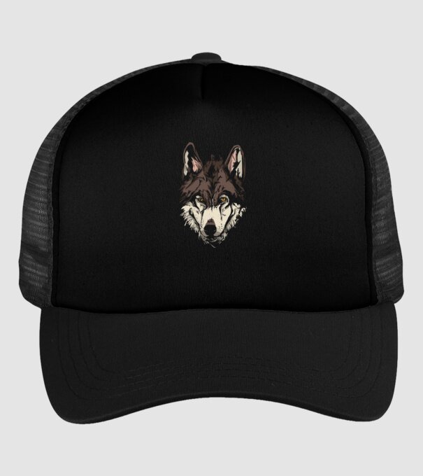 Cap de lup model negru pe tricou