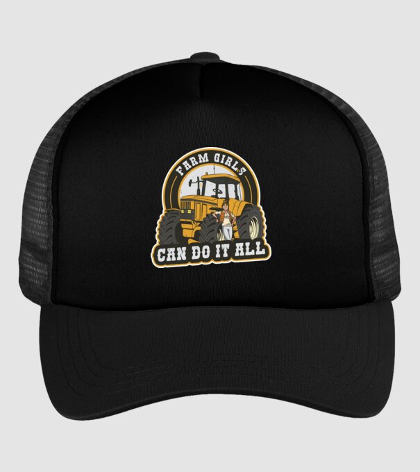 Farm Girls can do it all Tractor model negru pe tricou