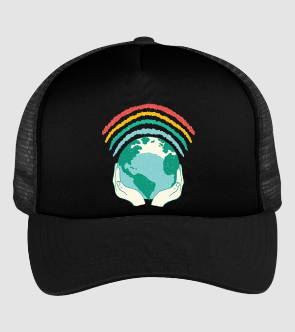 Pământ Wifi Curcubeu model negru pe tricou