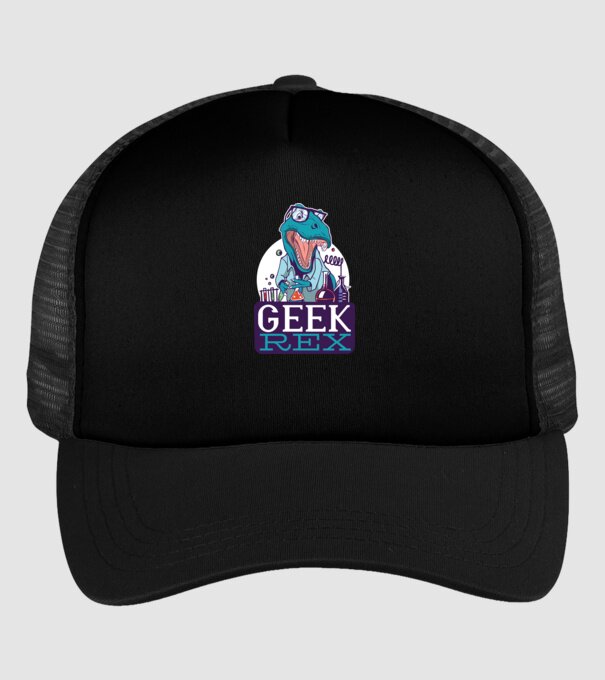 Geek Rex dinozaur tricou model negru pe tricou