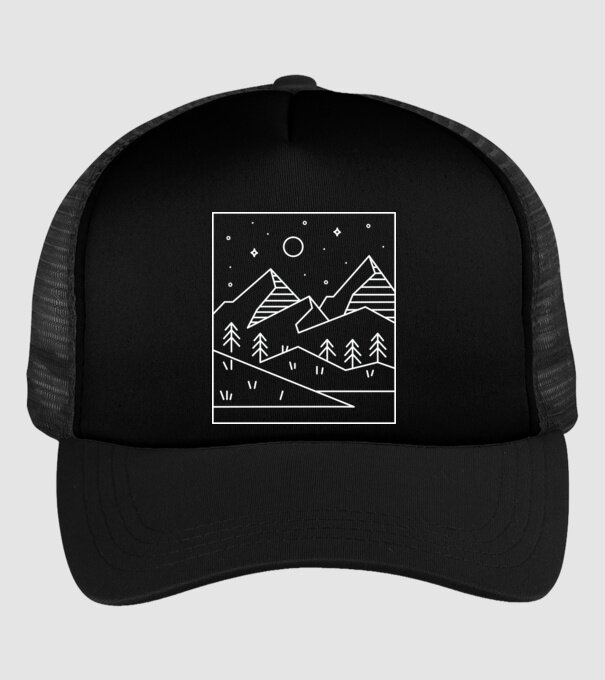Peisaj geometric model negru pe tricou