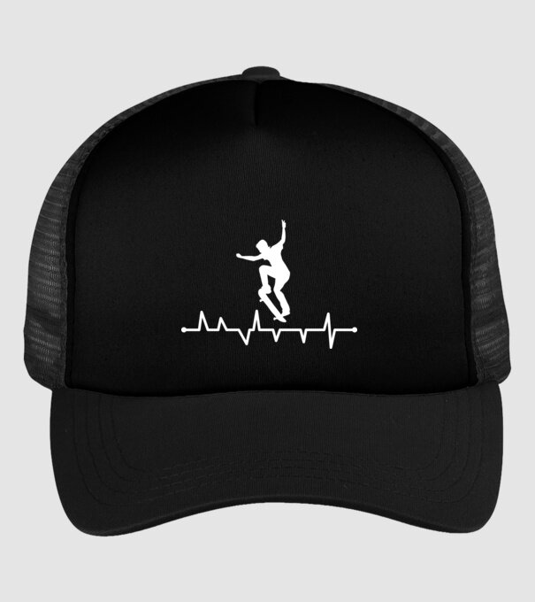 Heartbeat Skateboarder model negru pe tricou