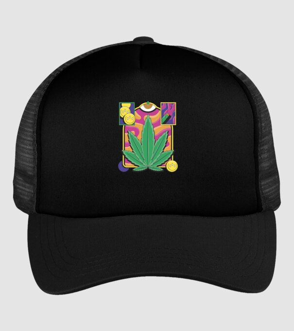 Hippy Cannabis model negru pe tricou