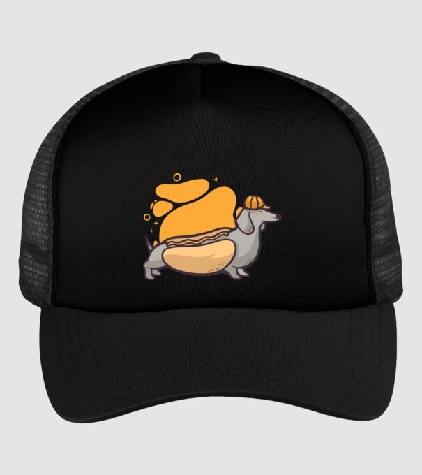Teckel Hot dog model negru pe tricou