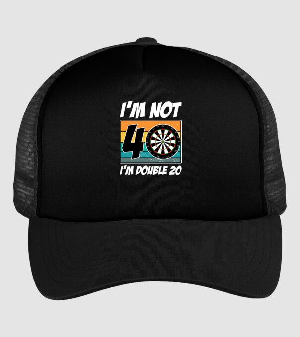 'I''m not 40 I''m double 20 darts birthday' model negru pe tricou