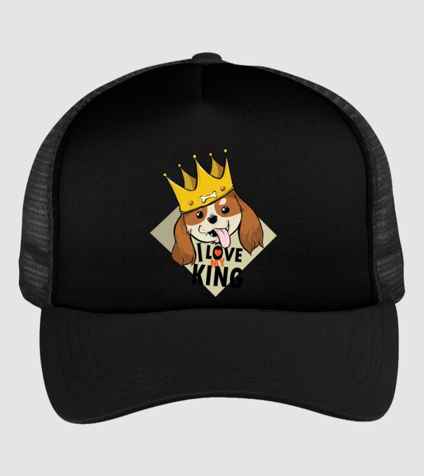 I love my king - Cavalier King Charles tricou cu câine Cocker Spaniel model negru pe tricou