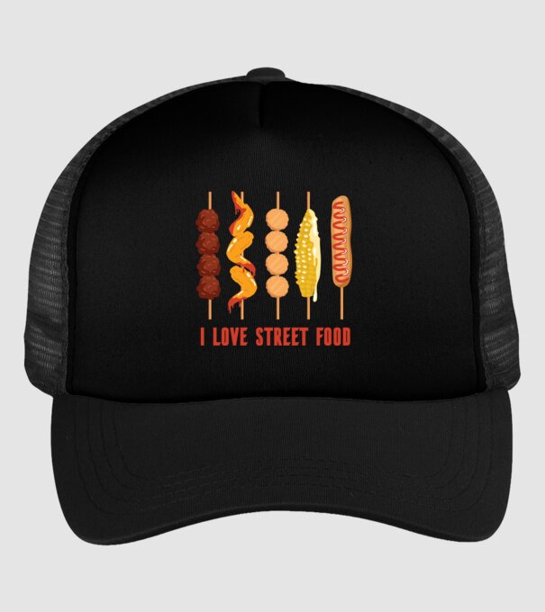 I Love Street Food model negru pe tricou
