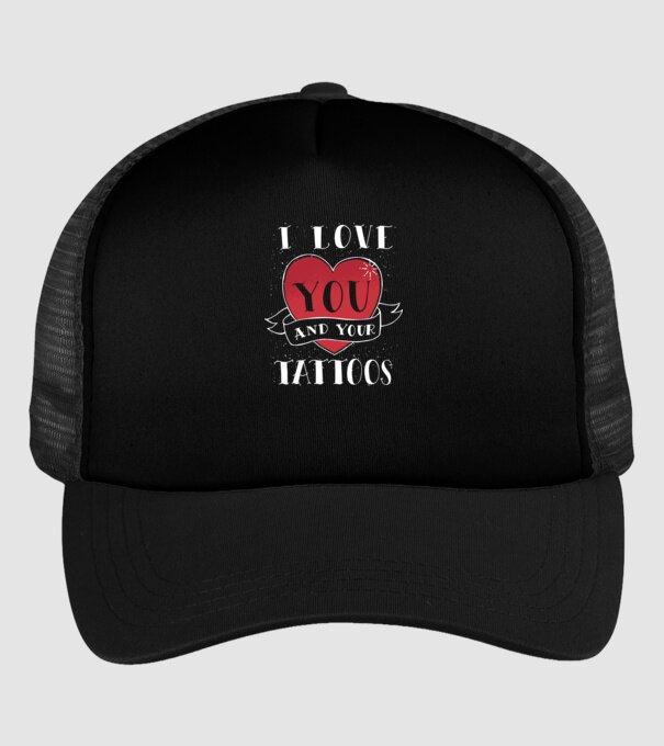 'I love You and Your Tattoos - tricou amuzant pentru Valentine''s Day' model negru pe tricou