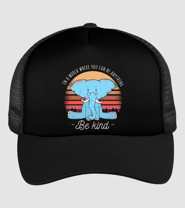 In a world where you can be anything be kind tricou elefant model negru pe tricou