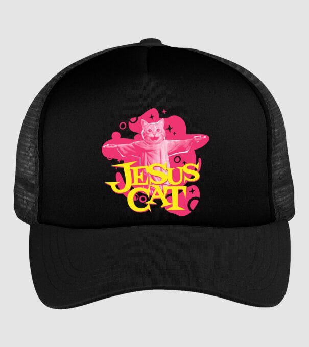 Jesus Cat model negru pe tricou