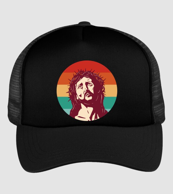 Iisus Hristos Retro model negru pe tricou