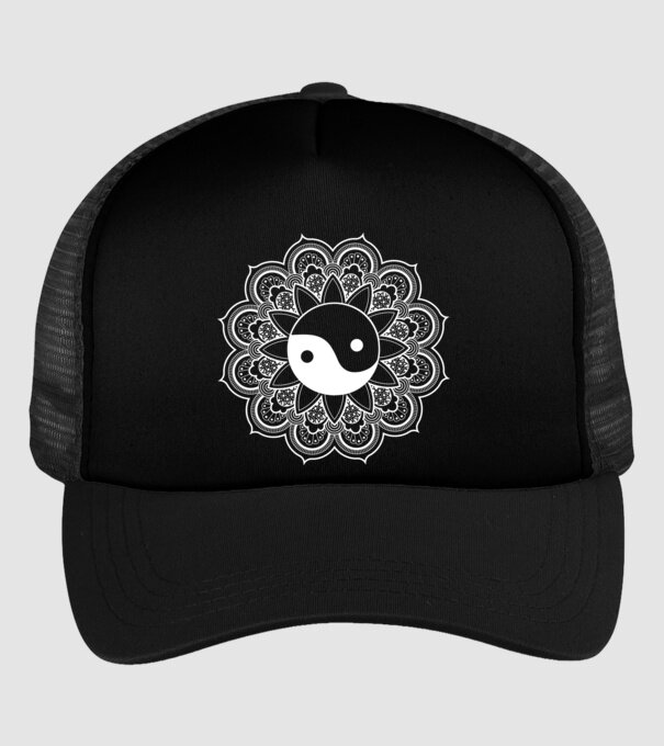 Yin-Yang Mandala model negru pe tricou