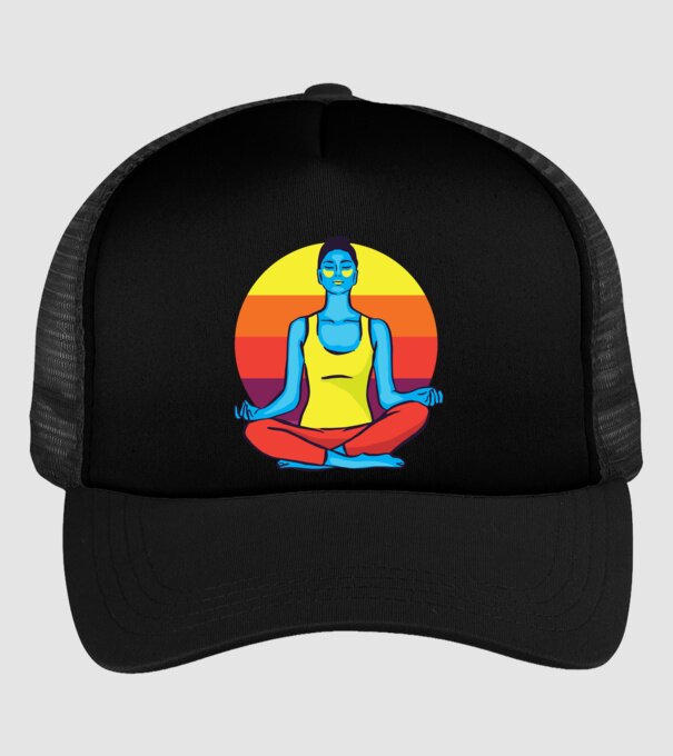Yoga Meditație Retro model negru pe tricou