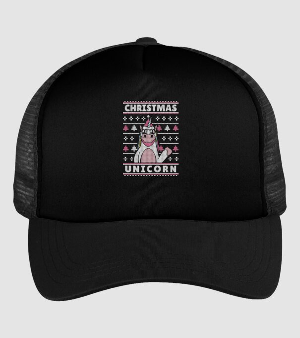 Unicorn de Crăciun pulover urât model negru pe tricou