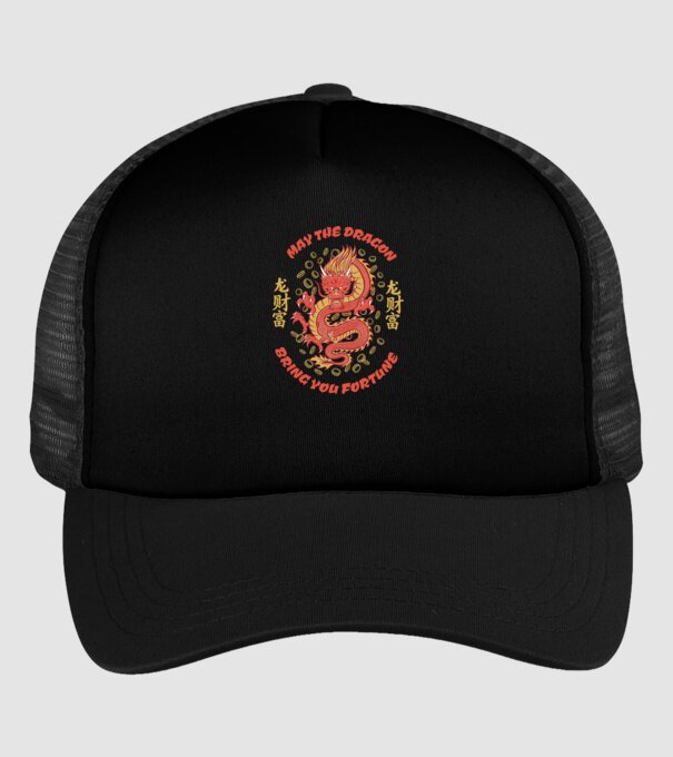 Dragon chinezesc norocos model negru pe tricou