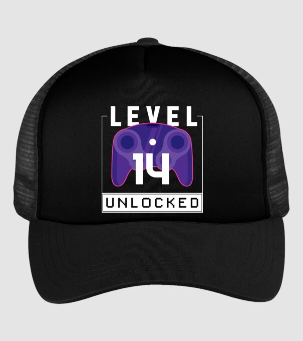 Level 14 Unlocked Gamer Birthday model negru pe tricou
