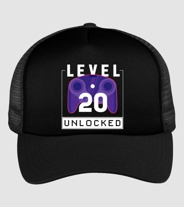 Level 20 Unlocked Gamer Birthday model negru pe tricou