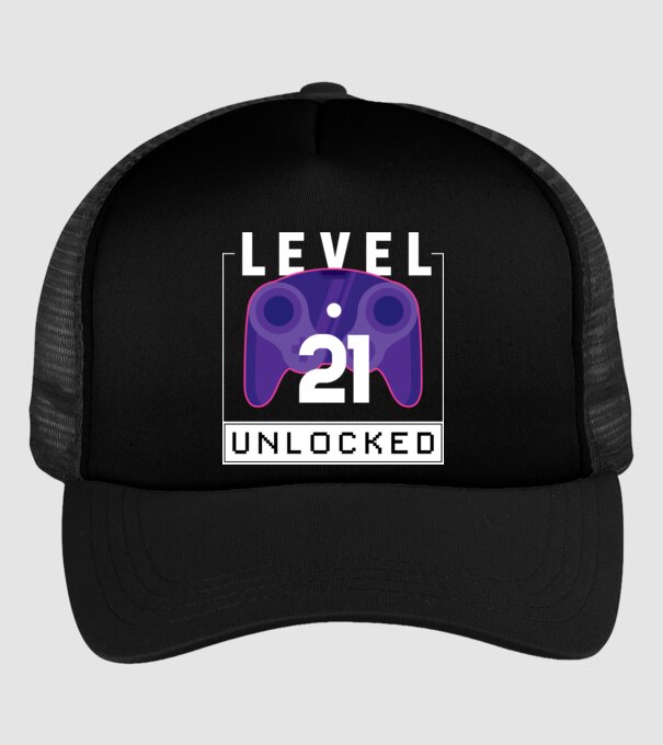 Level 21 Unlocked Gamer Birthday model negru pe tricou