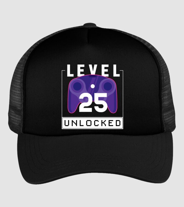Level 25 Unlocked Gamer Birthday model negru pe tricou