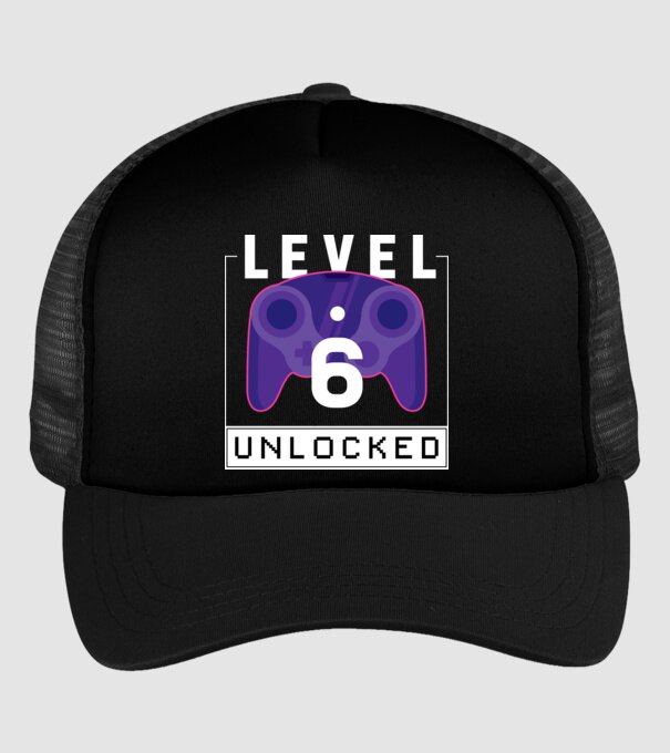 Level 6 Unlocked Gamer Birthday model negru pe tricou