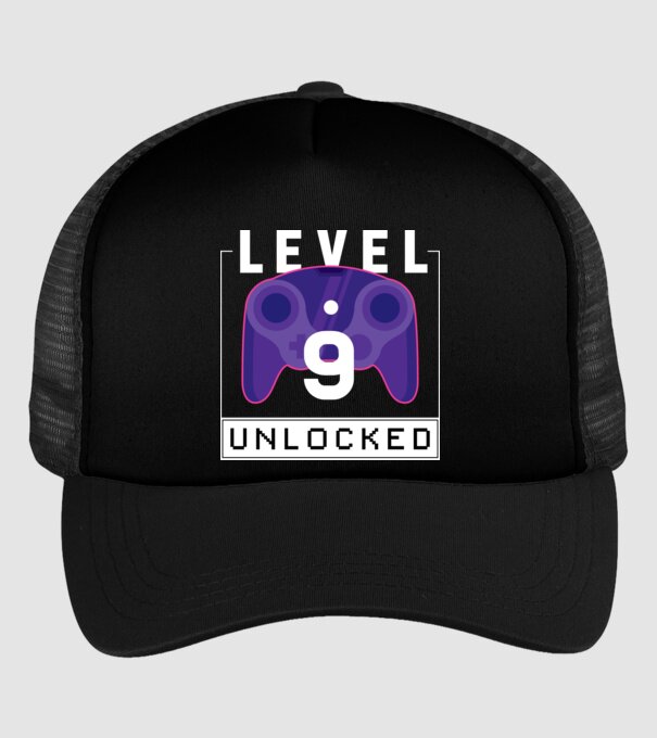 Level 9 Unlocked Gamer Birthday model negru pe tricou