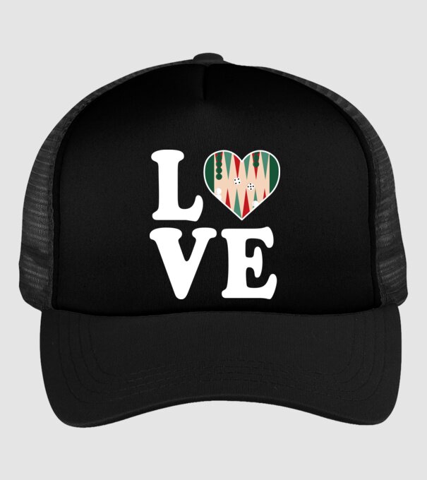 Love Backgammon model negru pe tricou