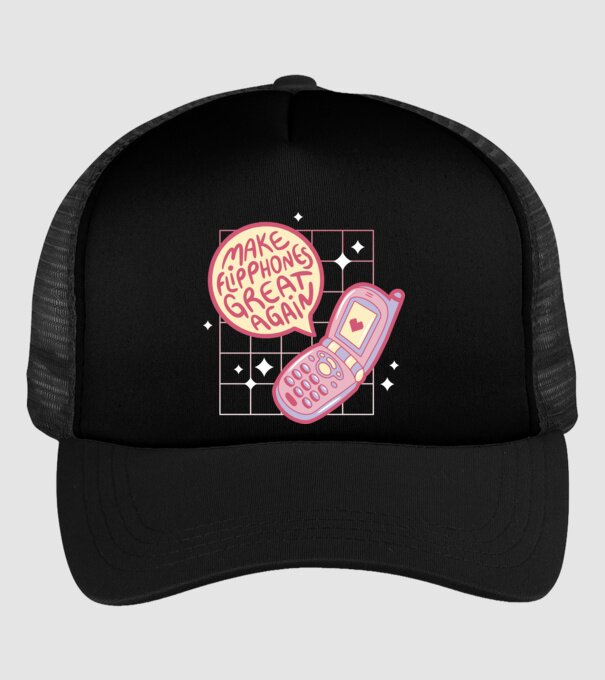Make Flipphones Great Again Retro model negru pe tricou