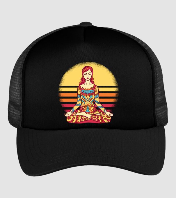 Mandala Yoga Meditație model negru pe tricou